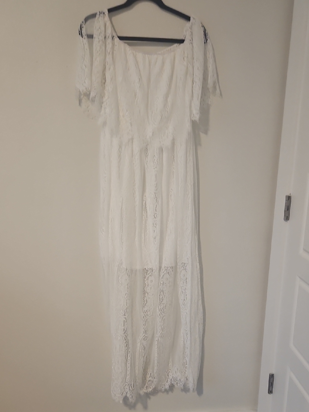 SHEIN White Lace Off-Shoulder Maxi Dress